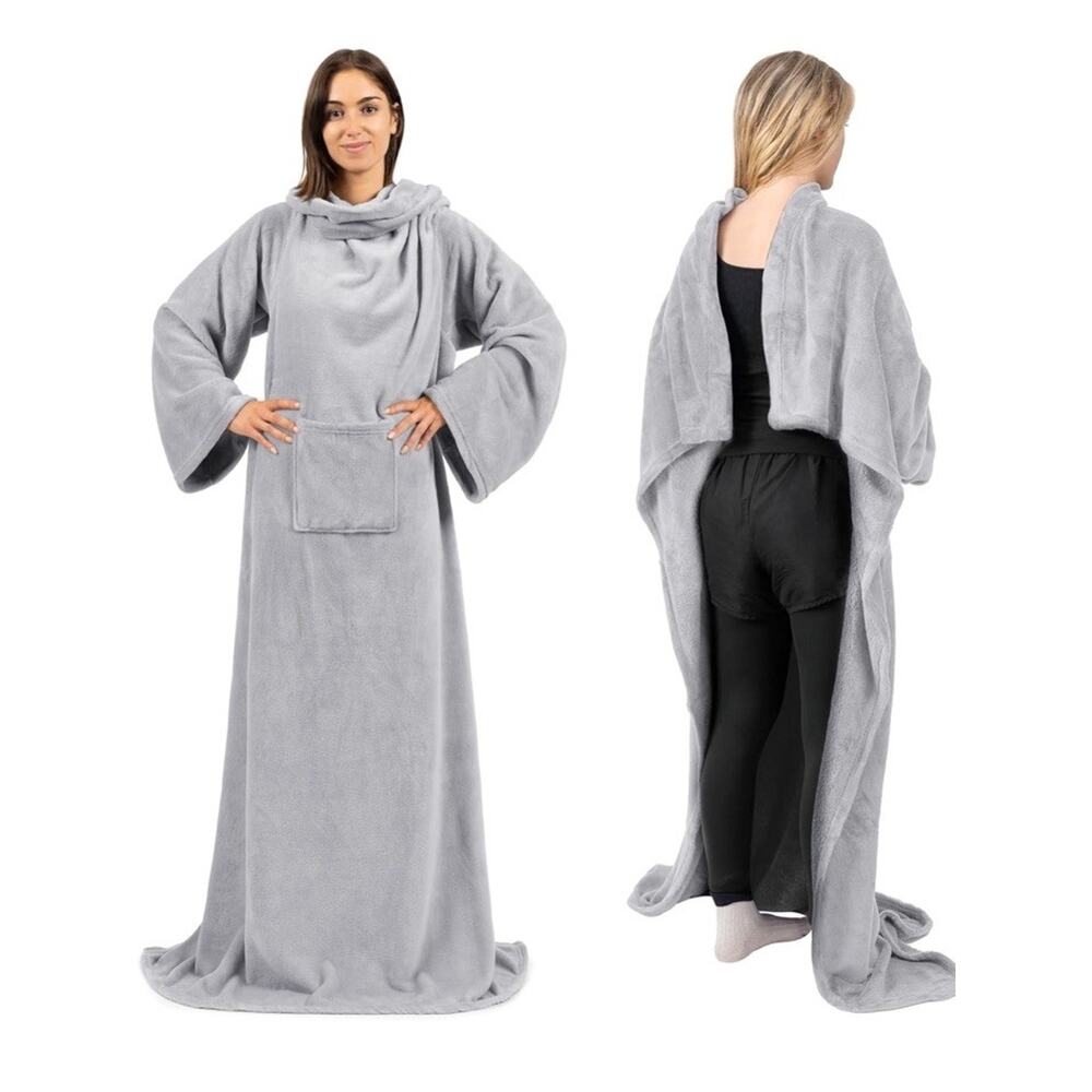 PAVILIA Wearable Blanket with Sleeves for Adult Women Men, Cozy Fleece Warm Wrap